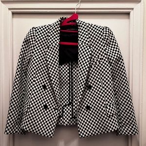 Zara checkered black and white blazer jacket US XS